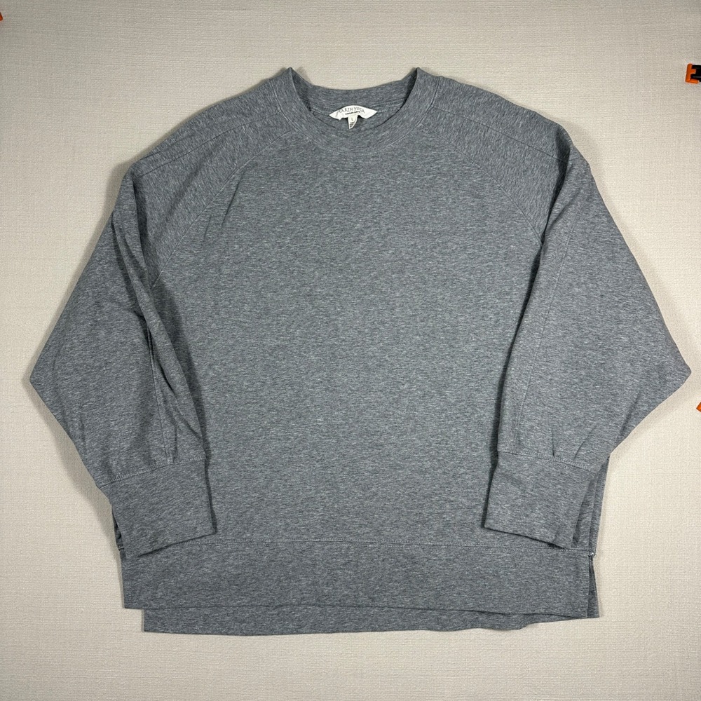 Earth Yoga Sweatshirt Womens Large Gray Excellent Thumbhole Sustainable Pullover